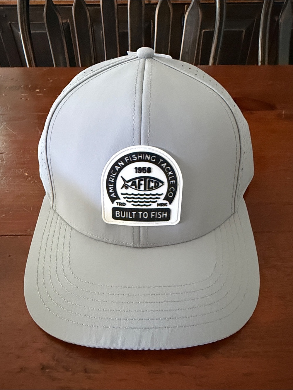 AFTCO New Men’s Light Gray 'Built to Fish' Patch Hat